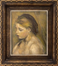 After Renoir "Portrait of a Woman" Print on Panel