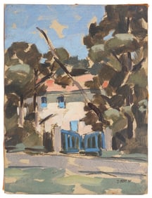 Didier Chort House with Blue Gate Oil on Panel