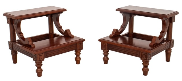 George III Style Mahogany Library Steps, Pair