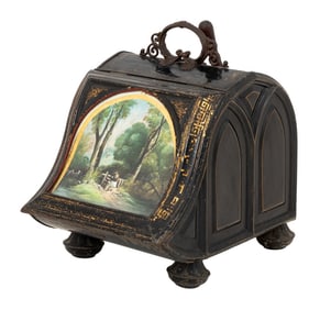 Victorian Painted Tole Coal Scuttle