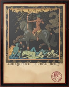George Barbier "...Cheval Noir" Pochoir, 1916