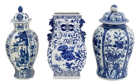 Chinese Blue & White Porcelain Vessels, 3