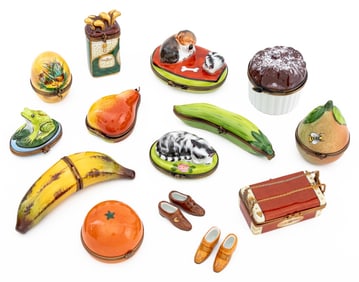 Limoges Porcelain Covered Boxes, 12
