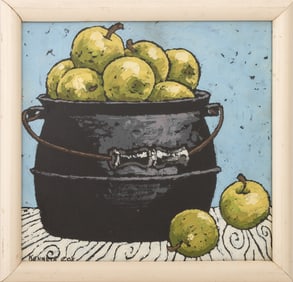 Kenneth Cox Still Life of Apples Oil on Panel