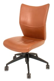 Faux Brown Leather Swivel Office Chair