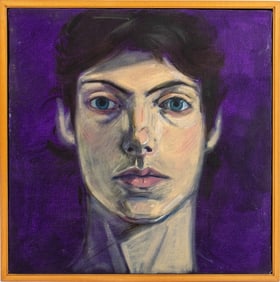 Illegibly Signed Portrait of a Man Oil on Canvas