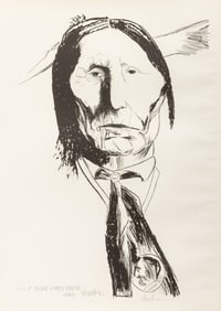 Leonard Baskin "Wolf Robe Cheyenne" Lithograph