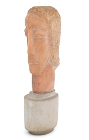 Lily Landis Bust of a Woman Pink Granite Sculpture