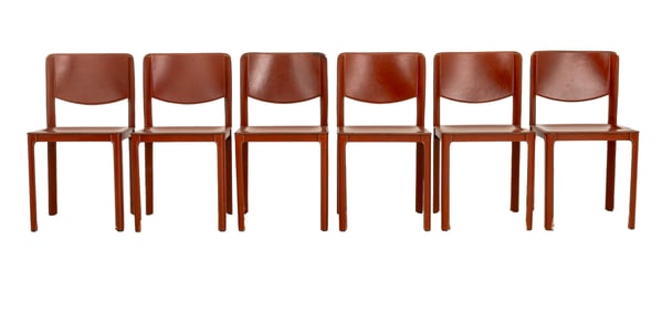 Matteo Grassi Burgundy Leather Chairs, 6