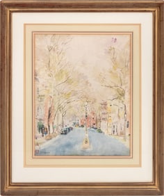 Chen Chi New York Street Scene Watercolor on Paper