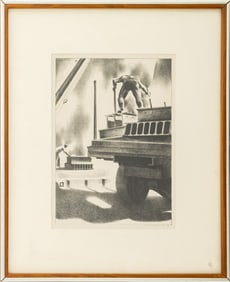 Louis Lozowick "Loading Girders" Lithograph, 1930