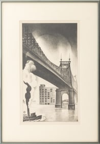 Louis Lozowick Queensboro Bridge Lithograph, 1930