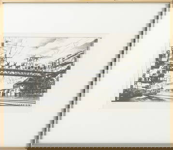 Louis Lozowick "High Voltage" Lithograph, 1930: Louis Lozowick (American, born Ukraine, 1892-1973), "High Voltage", Lithograph, 1930, signed in pencil and dated lower right, marked artist's proof edition "A.P." lower left, Summit Gallery, Ltd. and