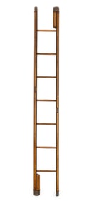 French Leather & Brass Folding Pole Library Ladder