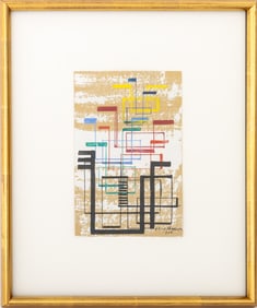 Irene Rice Pereira Geometric Gouache, 1956