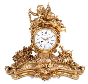 Napoleon III Raingo Freres Gilt Bronze Clock