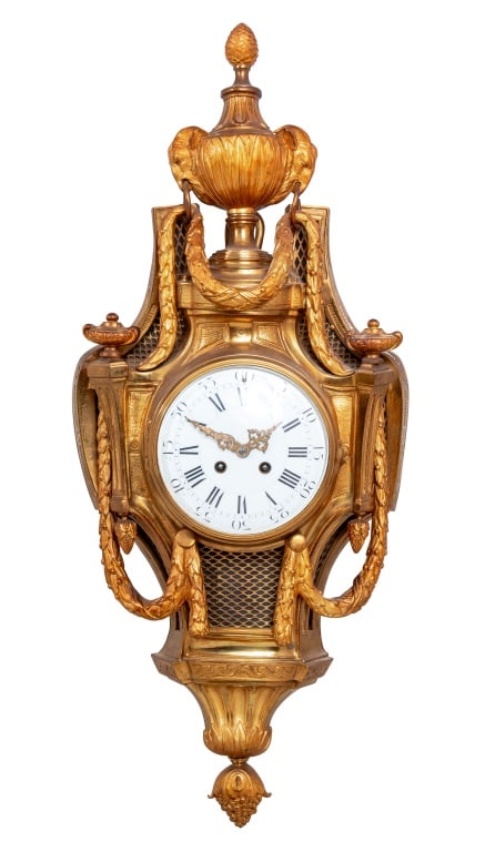 Louis XVI Style Lacquered Brass Cartel Clock (1 of 4)