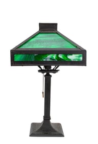 Arts and Crafts Slag Glass Table Lamp
