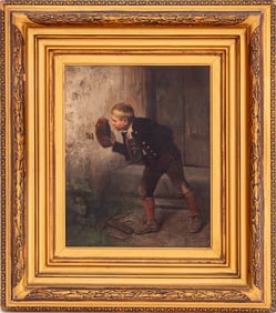 Fritz Sonderland Boy Catching a Butterfly Oil