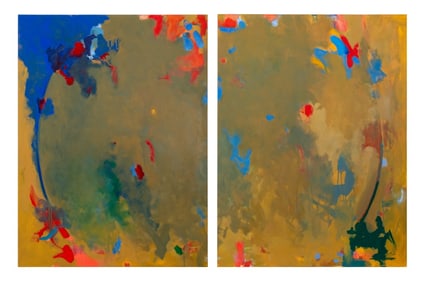 Robert O'Meara Abstract Composition Diptych Oil