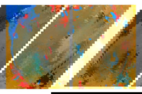 Robert O'Meara Abstract Composition Diptych Oil: Robert O'Meara (American, 1957-2024), Abstract Composition Diptych, Oil on Canvas, signed to verso, unframed. Panel: 40" H x 30" W; overall: 40" H x 60" W. Provenance: From a 333 East 75th Street Esta