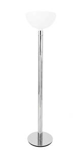 Albini, Helg, and Piva for Nemo "Terra" Floor Lamp: Franco Albini, Franca Helg, and Antonio Piva for Nemo "AM2C-AM2Z Terra" Chrome and Glass Floor Lamp, with white glass bowl form shade on chrome support and circular base, with "Nemo / Modello: AM2C-AM