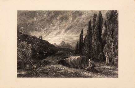 Samuel Palmer "The Early Ploughman" Etching, 1861