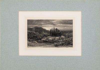 Samuel Palmer "The Rising Moon" Etching, 1857