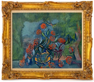 Bruno Krauskopf Still Life with Red Flowers Oil