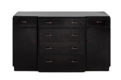 Art Deco Ebonized Wood Bowfront Sideboard