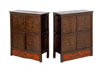 Tibetan Dragon Motif Chests, Pair
