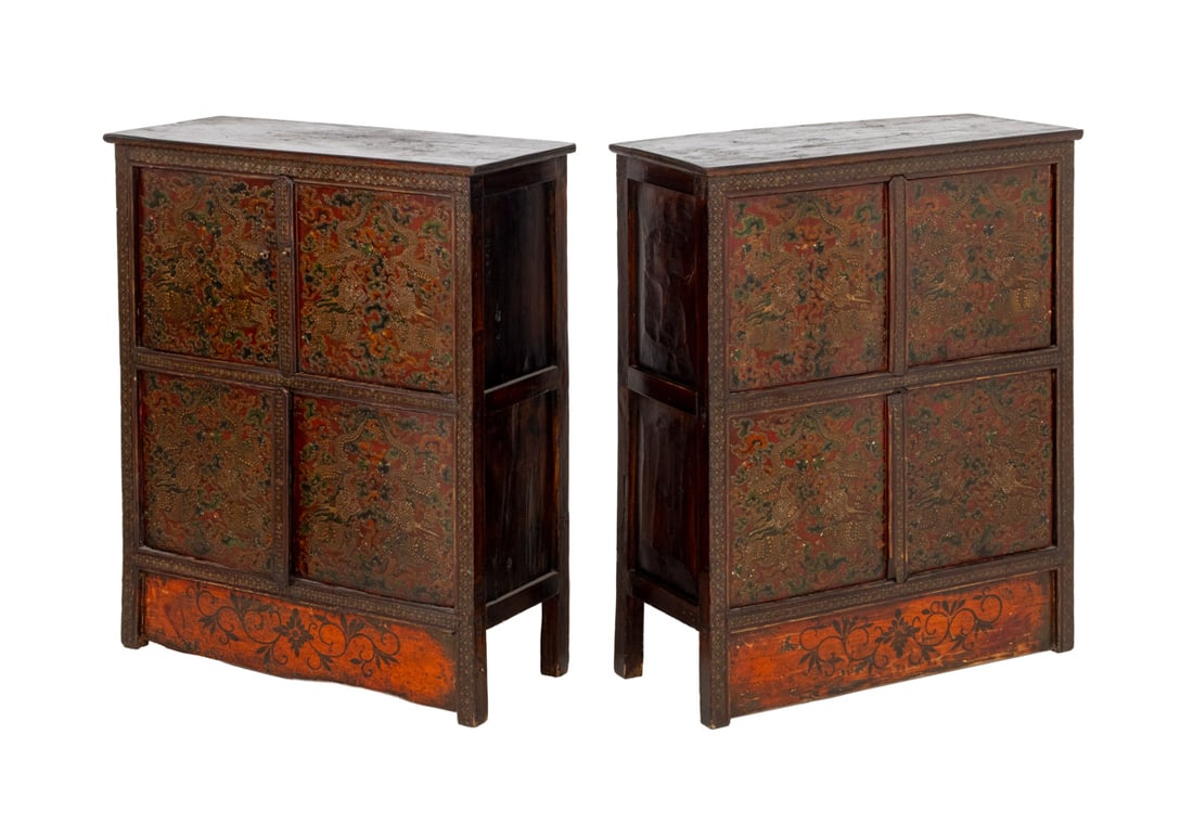Tibetan Dragon Motif Chests, Pair (1 of 7)