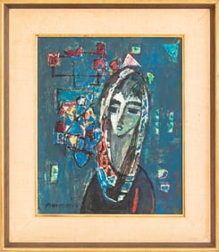 Zvi Mairovich Abstratc Portrait Oil on Canvas