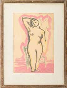 Earl Cavis Kerkam Nude Figure Watercolor on Paper