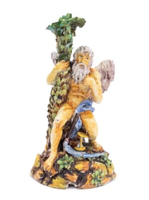 Italian Saturn Maiolica Sculpture, 19th C.