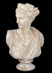 Painted Plaster Bust of Diana