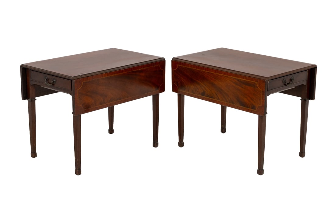 George III Style Mahogany Pembroke Tables, Pair (1 of 9)