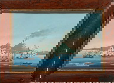 Italian School Bay of Naples Gouache, 19th C.