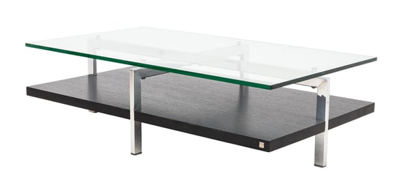 Pierre Vandel Glass Top Chrome Coffee Table