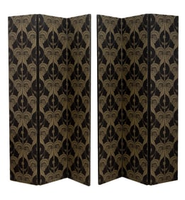 Dove & Fruiting Vines Motif Folding Screens, Pair
