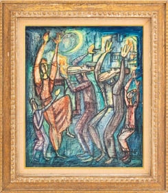 Yossi Stern "Blessing the Moon" Oil on Canvas