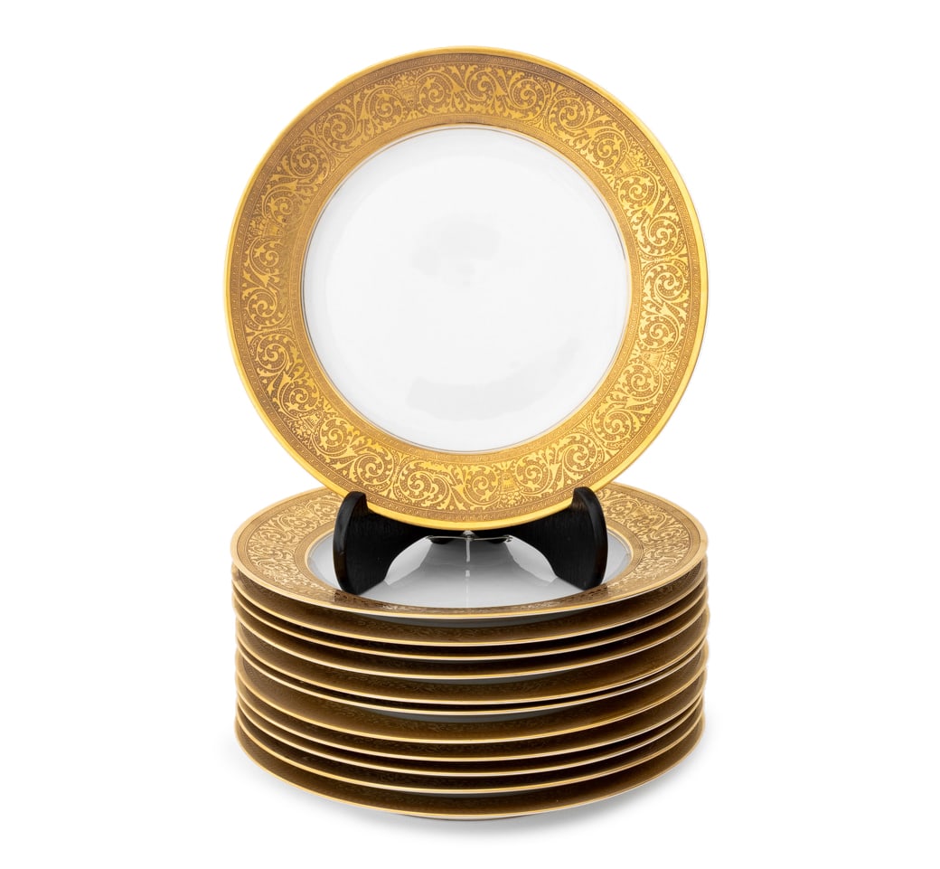 Thomas Porcelain Gilt Cisele Dinner Plates, 12 (1 of 6)
