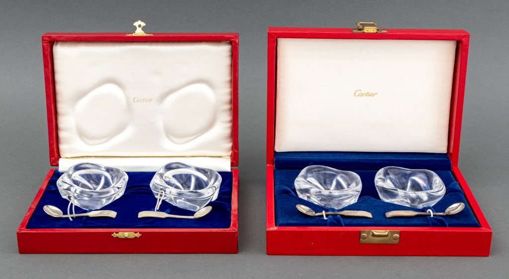 Cartier Glass Salt Cellars & Sterling Spoons, 8 (1 of 10)