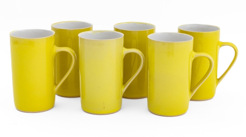 Rupert Spira Yellow Glazed Tall Coffee Mugs, 6 (1 of 6)