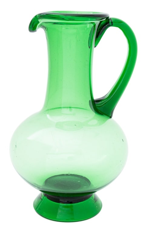 Italian Hand Blown Green Glass Pitcher (1 of 5)