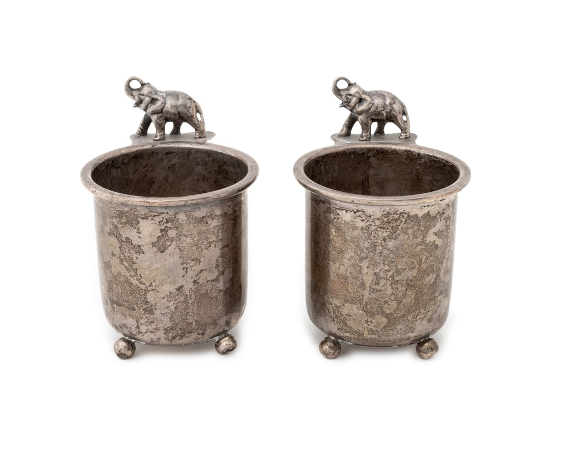 Herbst & Wassall Sterling Elephant Motif Cups, Pr. (1 of 8)