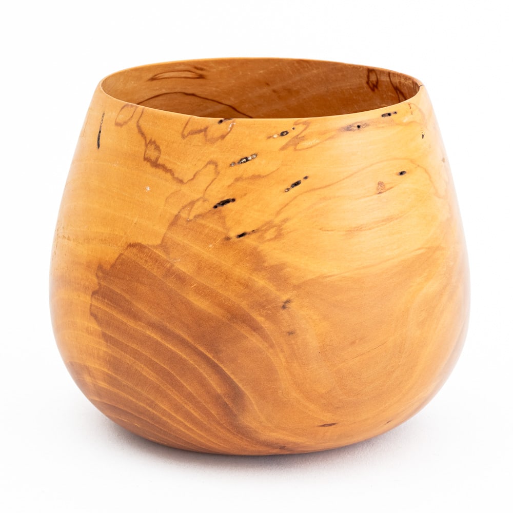 Signed Turned Apple Wood Bowl (1 of 6)