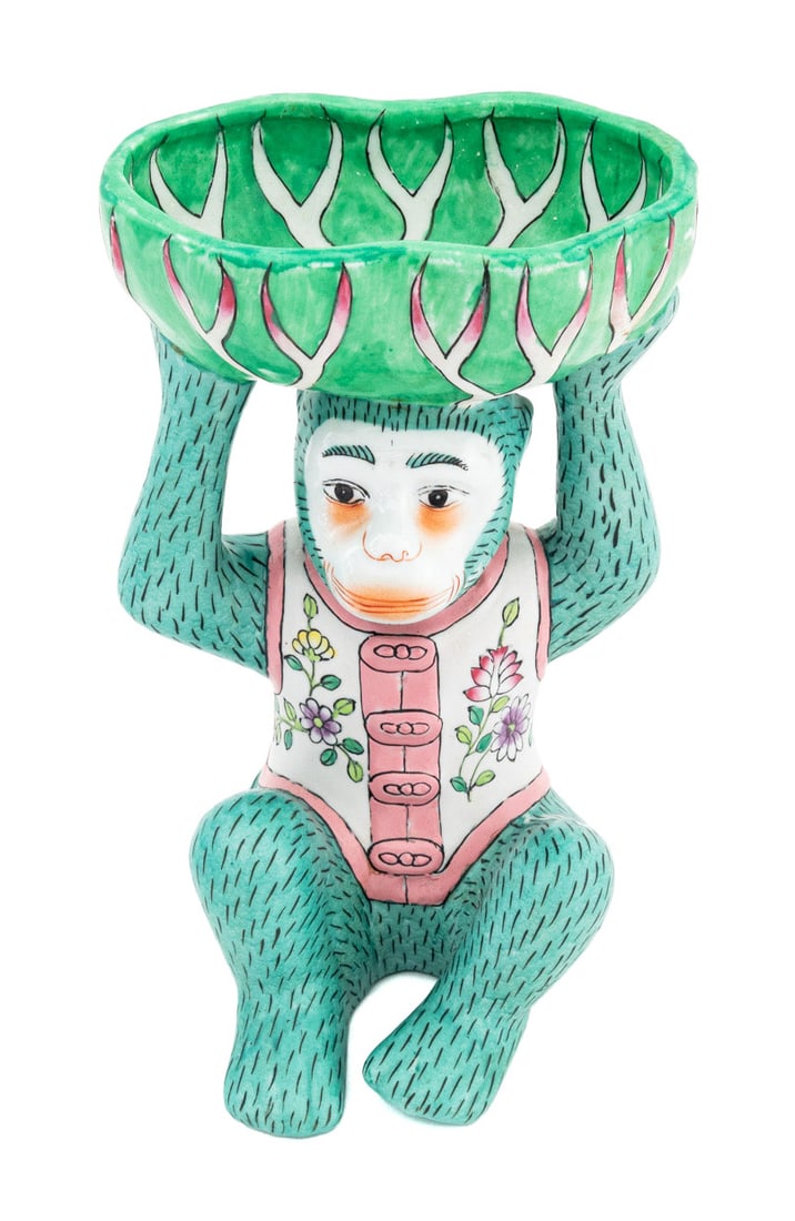 Andrea by Sadek Porcelain Monkey Holding Bowl (1 of 8)