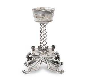 Russian Silver Floral Motif Candlestick