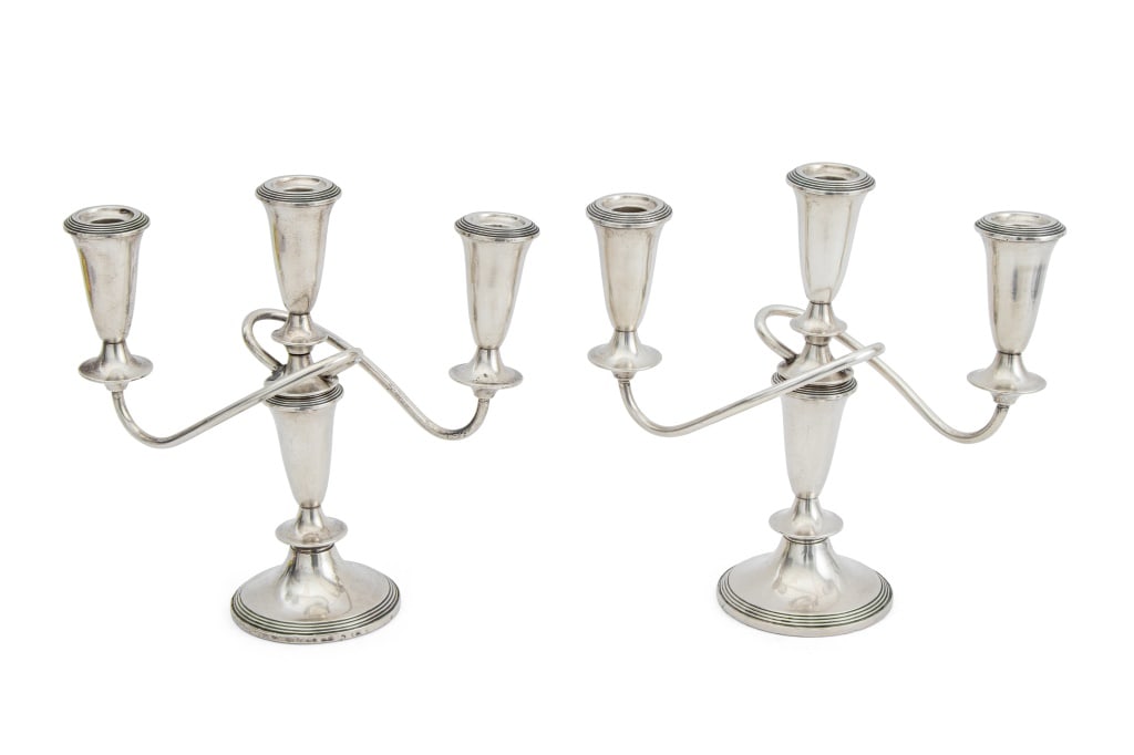 Fisher Weighted Sterling 3-Branch Candelabra, Pair (1 of 5)